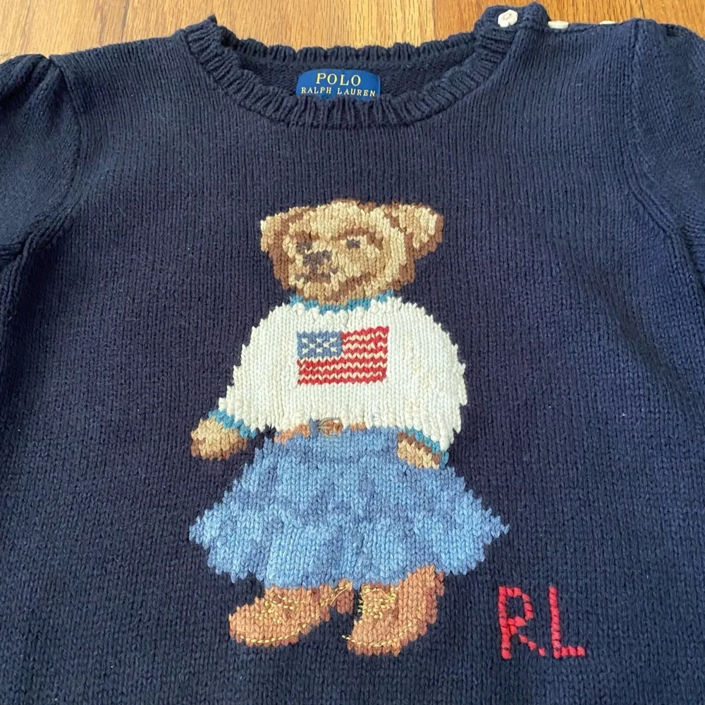 Ralph Lauren Knit Cotton Sweater Polo Bear